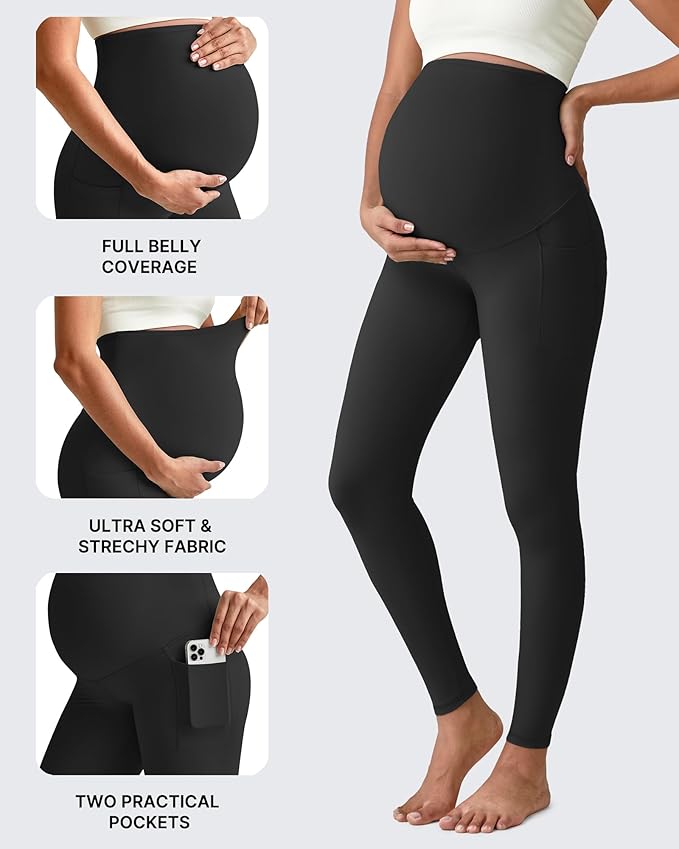 G4Free Maternity Leggings for Women Over The Belly Pregnancy Yoga Pants - Image 2