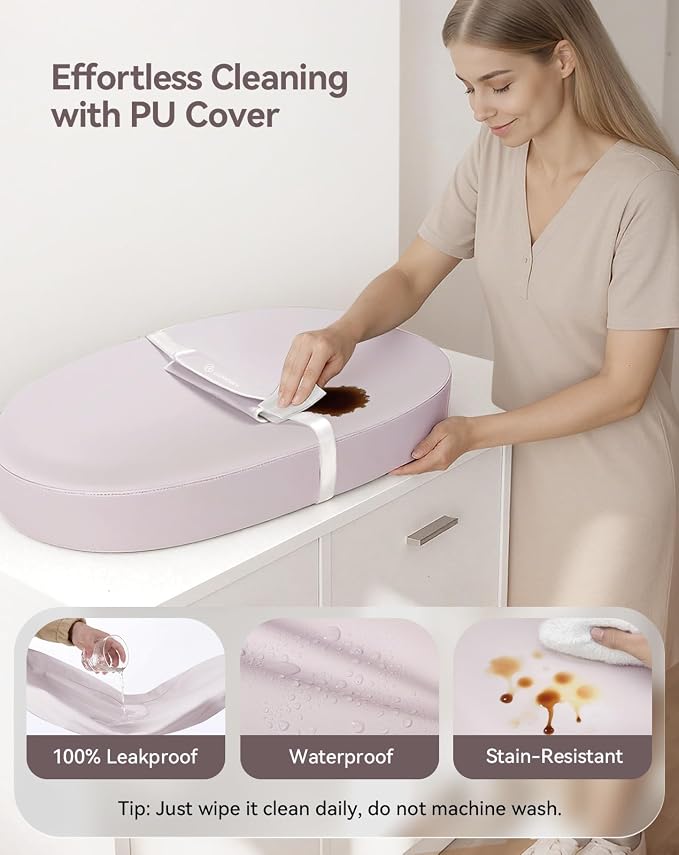 COMOMY Baby Changing Pad with Wipeable & Waterproof PU Cover, Contoured Diaper - Image 2