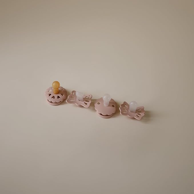 FRIGG Baby's First Pacifier​ Set | Floral Heart 4-Pack | Made in Denmark | - Image 2