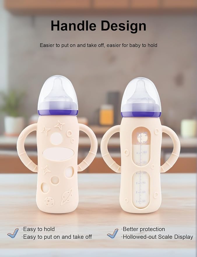 ZCH 4-Pack Silicone Sleeves for Lansinoh Glass Bottles, BPA-Free Drop-Resistant - Image 4