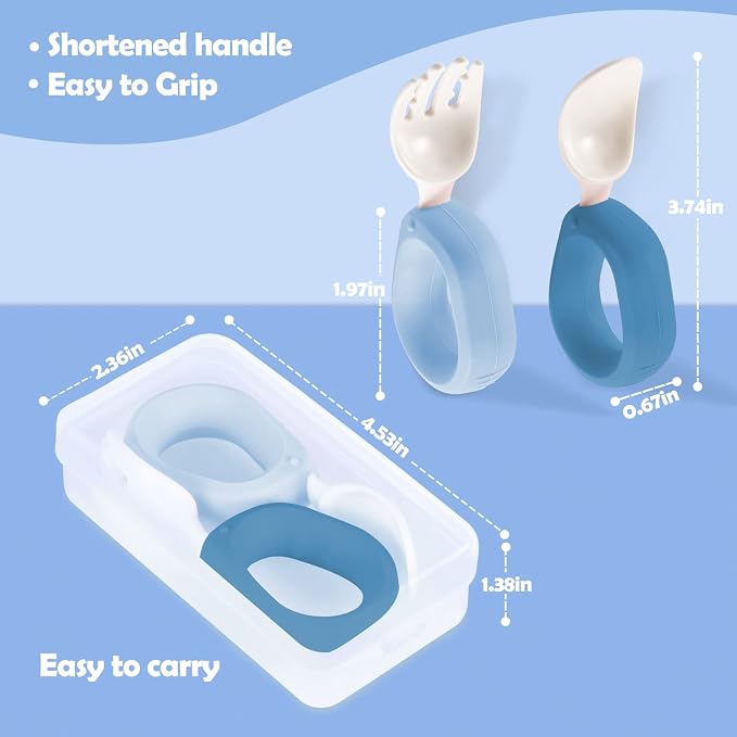 Baby Self Feeding Training Spoon and Fork Set - Image 7