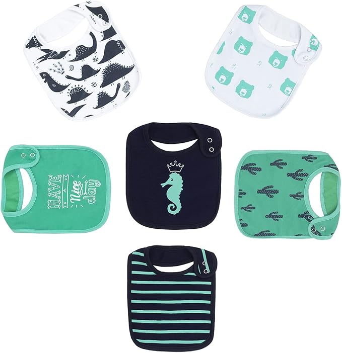Maiwa 6 Pack Waterproof Cotton Baby Bibs - Image 6