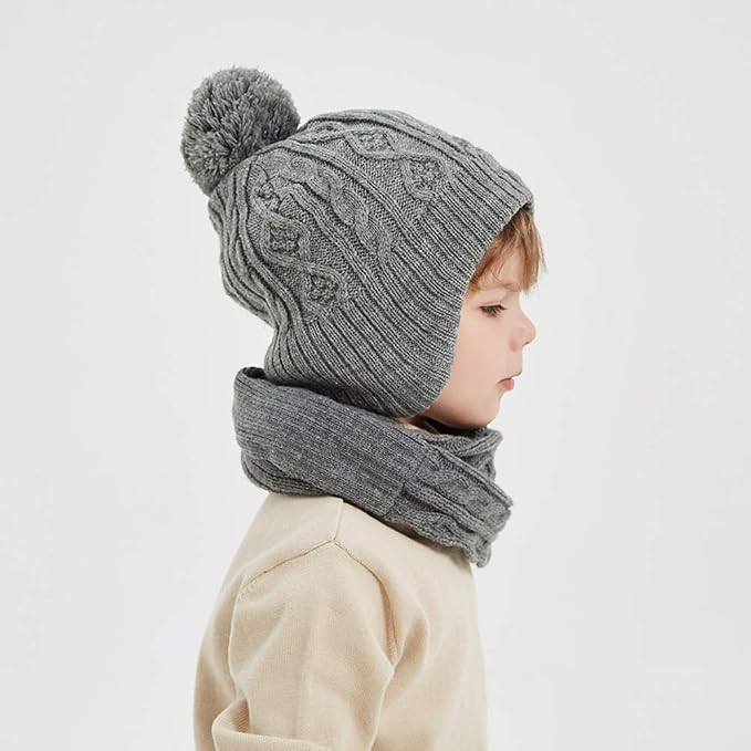 LMLALML Boys Winter Hat Earflap Knitted Beanie - Image 2