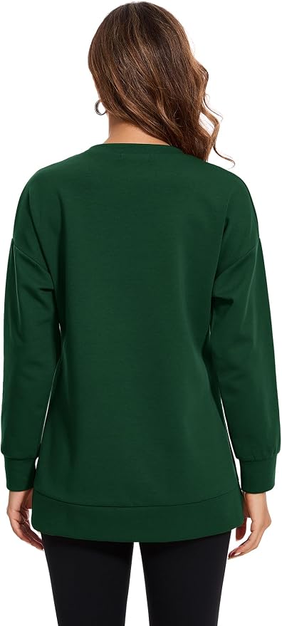 Smallshow Women's Nursing Tops Sweatshirt Long Sleeve Side Split Breastfeeding - Image 4