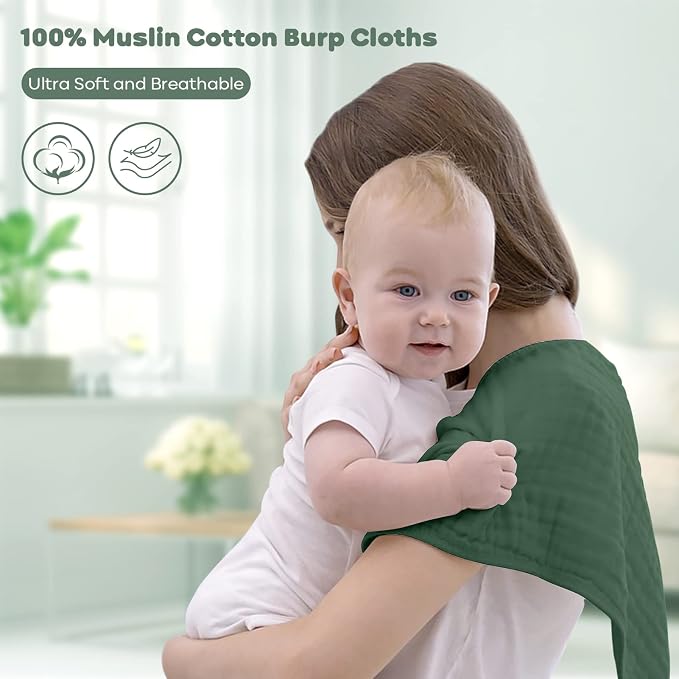 Yoofoss Muslin Burp Cloths for Baby 10 Pack 100% Organic Cotton Baby Washcloths - Image 2