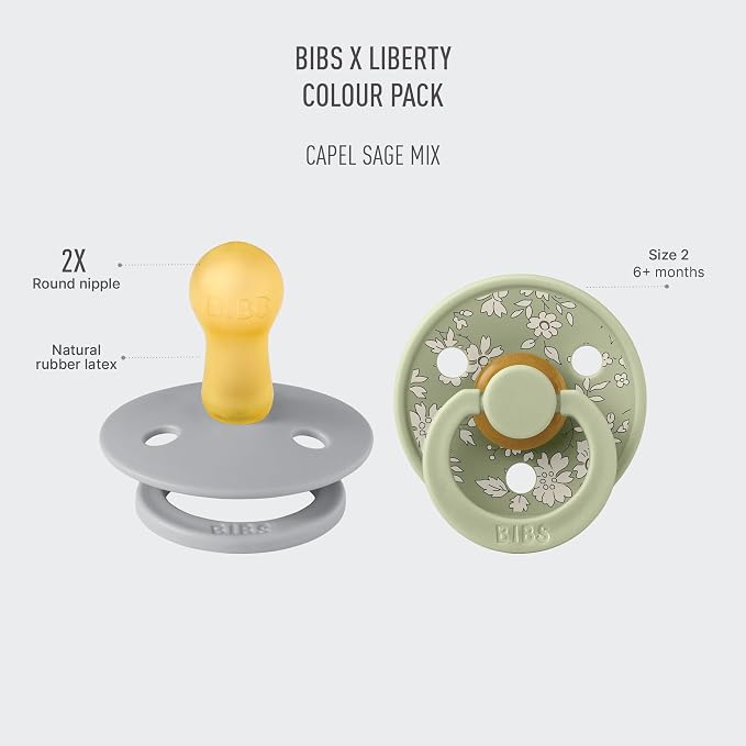 BIBS Colour Liberty Soother 2-Pack, BPA Free Dummy Pacifier, Round Nipple. - Image 2