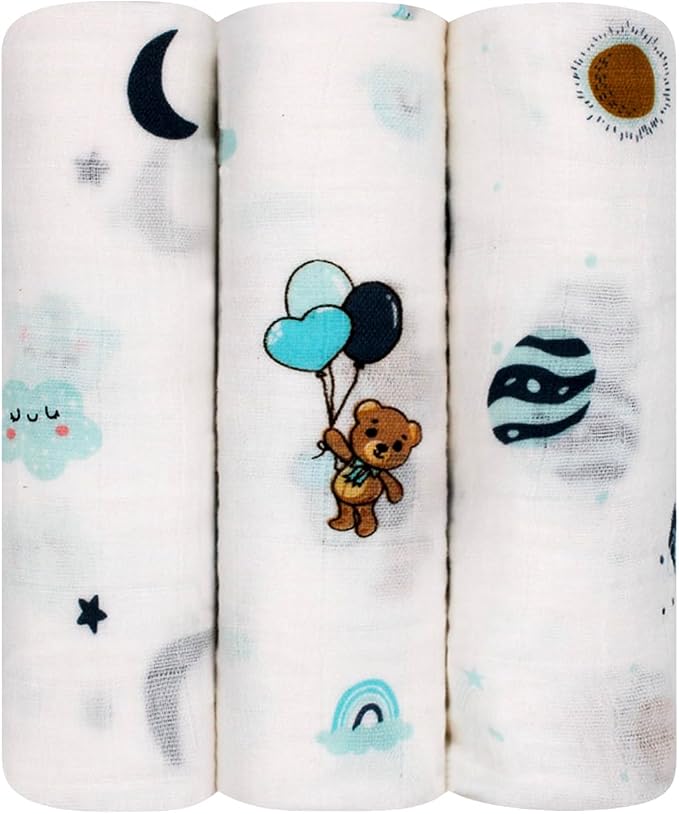 100% Muslin Cotton Baby Receiving Cloths, 27x27 in, Soft & Gentle by Unknown