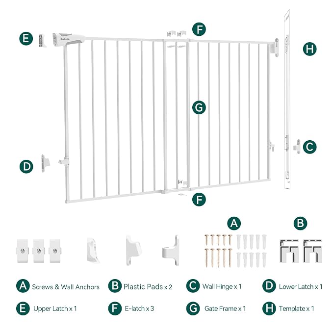 Babelio 31.5-55" No Bottom Bar Baby Gate Extra Wide, 2-in-1 Auto Close Dog Gate - Image 7