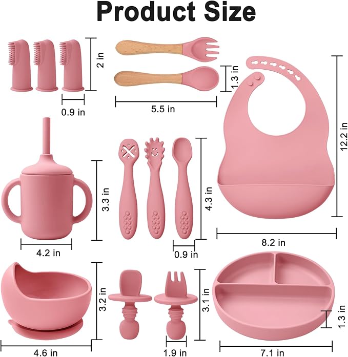 LITTLE RAWR Silicone Baby Feeding Set 14 Pcs, Baby Led Weaning Supplies - Image 7