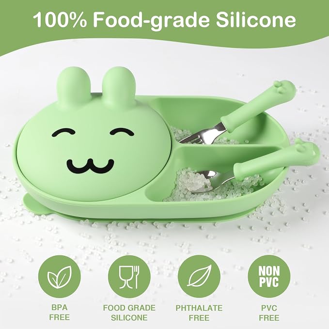 Silicone Baby Plate, Self-feeding of infants after weaning, 100% Food Grade - Image 2