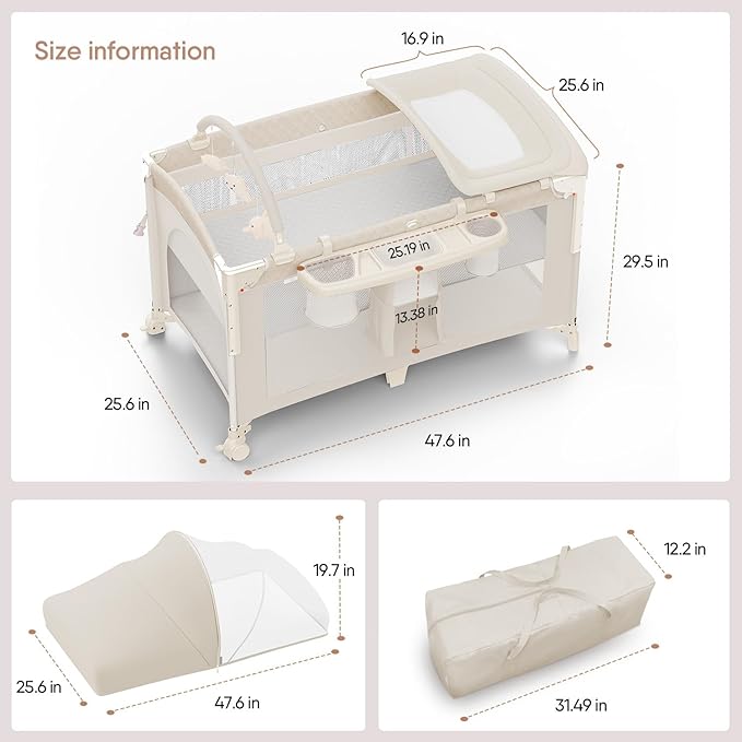 4 in 1 Baby Bassinet, Pack and Play, Bedside Crib Sleeper, Diaper Changer - Image 6
