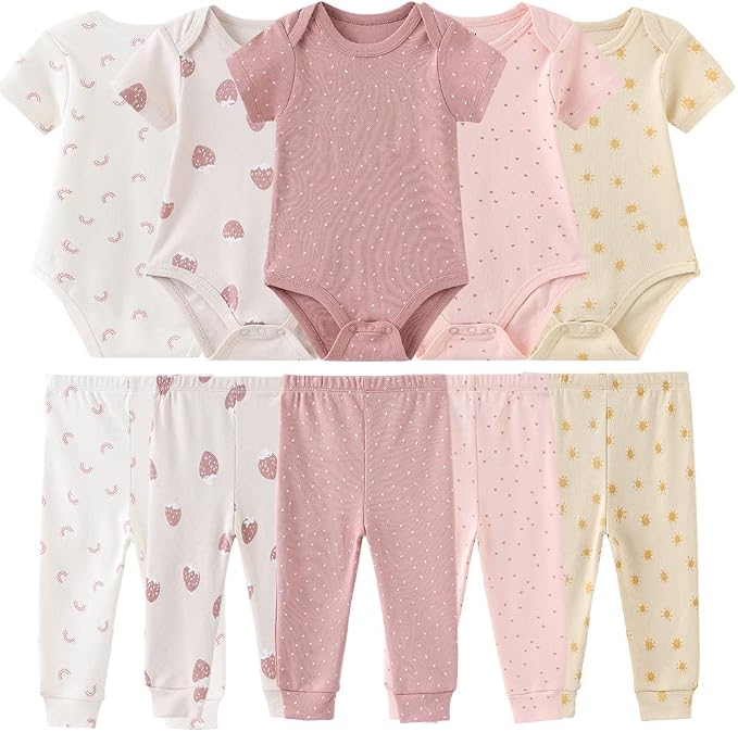 Baby Layette Set Baby Boys' 9-Piece Bodysuits Pants Set Toddler Girl Boy Unisex by Kiddiezoom