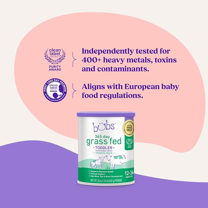 Bubs 365 Grass Fed Toddler Nutritional Drink, Non-GMO Whole Milk-Based Formula - Image 6