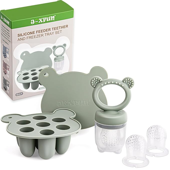 Silicone Baby Fruit Food Feeder & Mini Freezer Nibble Tray, Breastmilk Popsicle by JEXFUN