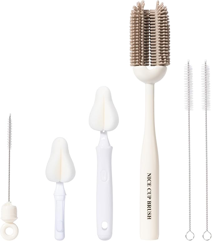 5-in-1 Baby Bottle Brush Kit, Silicone Bottle Brush by CAREBABYMORE