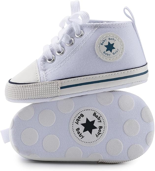 Meckior Baby Girls Boys Canvas Sneakers Soft Sole High-Top Ankle Infant First by Meckior