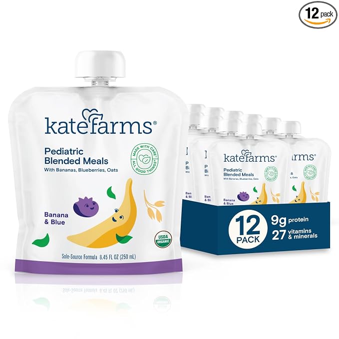 KATE FARMS Organic Pediatric Blended Meal, Bananas and Blueberries, 8g protein by KateFarms