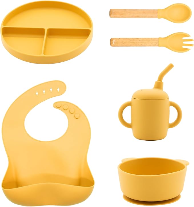Silicone Baby Feeding Set 6 Pcs, Baby Led Weaning Supplies, Baby Feeding by Unknown