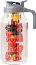 Fruit Infuser Water Pitcher, Glass Mason Jar Pitcher, 64oz Wide Mouth Jug by KOIKEY