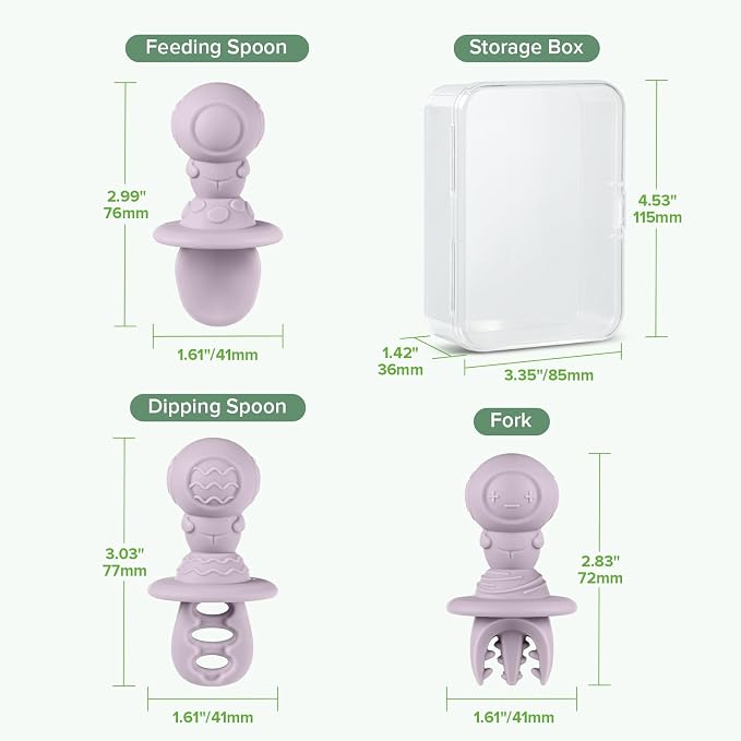 Haakaa Astronaut Beginner Silicone Cutlery Set – Toddler Spoons Self Feeding - Image 8