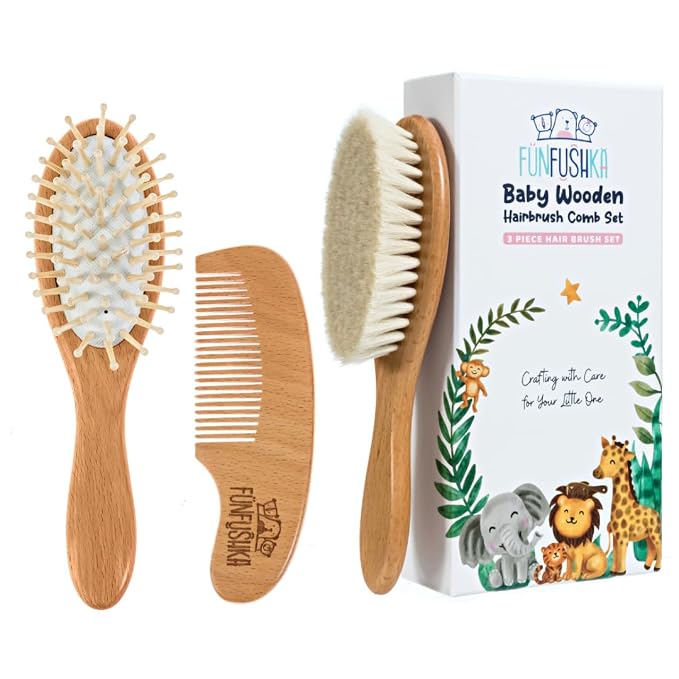 Baby Hair Brush Set for Newborns & Toddlers by FUNFUSHKA