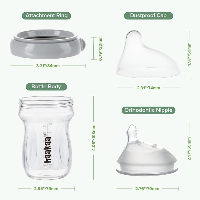 haakaa Gen.3 Natural Glass Baby Bottle 6.3 oz.180ml - Image 8