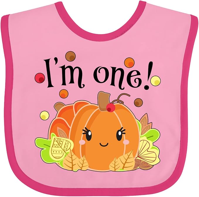 inktastic I'm One- Pumpkin Birthday Autumn Baby Bib by Inktastic