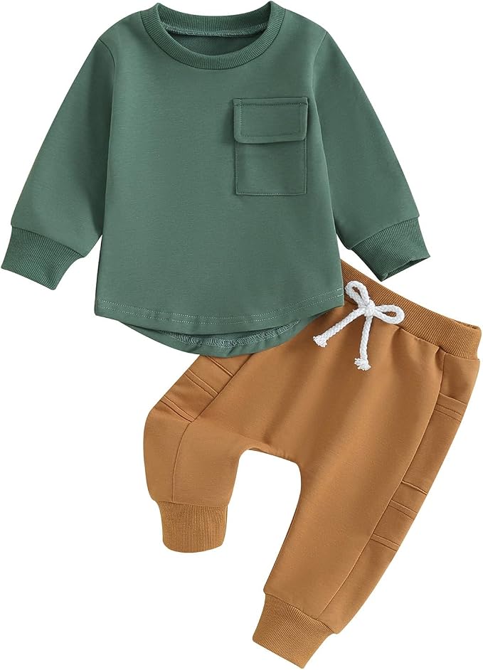 Kuriozud Toddler Baby Boy Fall Winter Clothes Long Sleeve Crewneck Pullover by Kuriozud