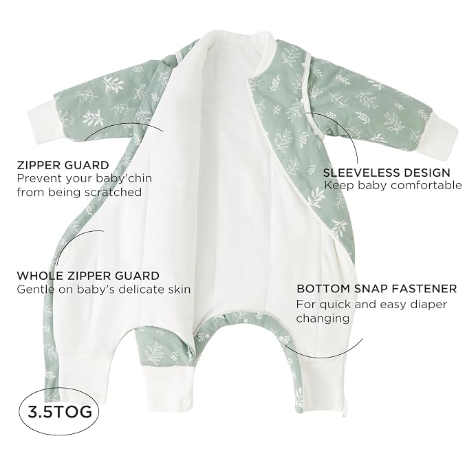 Duomiaomiao 3.5 TOG Toddler Sleep Sack 6-12 Months 100% Cotton Winter Side Open - Image 2