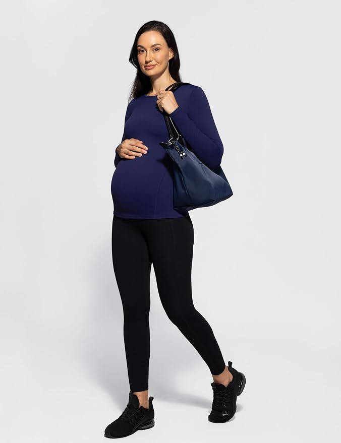 POSHDIVAH Women's Maternity Long Sleeve T Shirts Scoop Neck Pregnancy Tee Top - Image 5