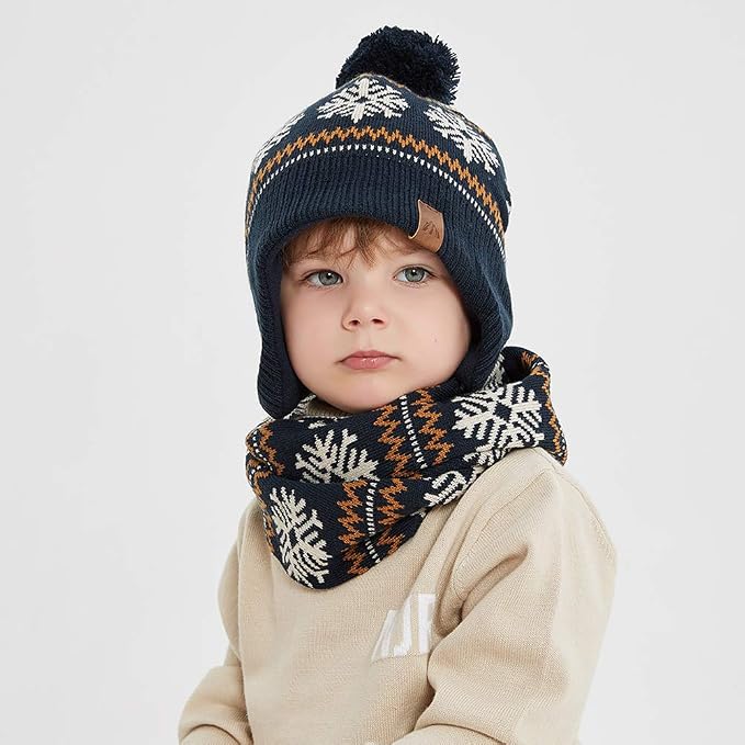 LMLALML Boys Winter Hat Earflap Knitted Beanie - Image 2