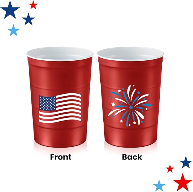 16 oz. Party Cups Flag Design for Cold Drinks, Sturdy and Durable, Disposable - Image 2