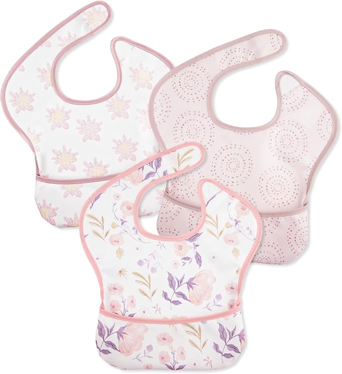 Mess Proof Baby Bib 3 Pack, Waterproof Led Weaning Baby Feeding Bibs by CivaruaKids