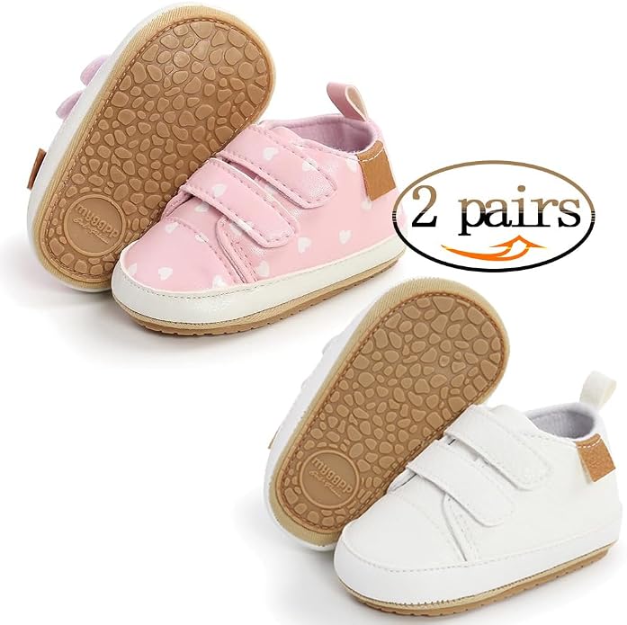 2Pairs Baby Shoes, Boys Girls Non-Slip Rubber Sole Sneakers, Unisex Infant Soft - Image 2