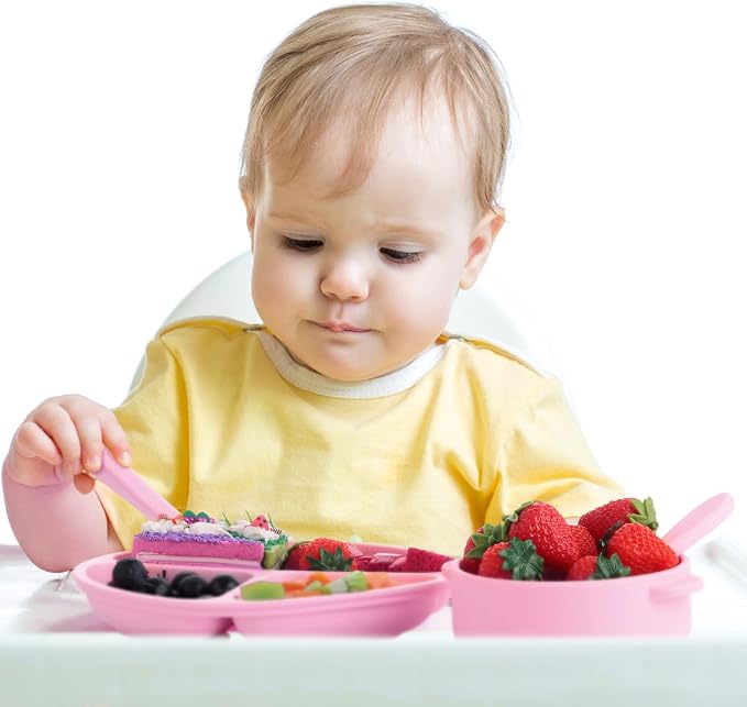 Dandat 24 Pcs Silicone Baby Feeding Set, 6 Baby Toddler Suction Bowls 6 Divided - Image 6