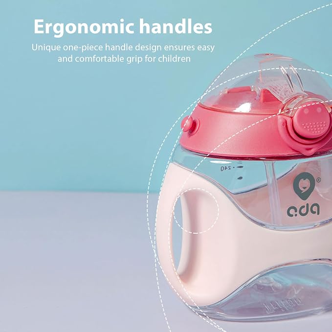 Baby Straw Water Bottle with Handles and Strap, Portable Travel Toddler Cup - Image 6