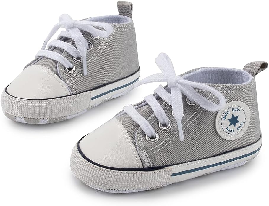 Meckior Baby Girls Boys Canvas Sneakers Soft Sole High-Top Ankle Infant First - Image 4