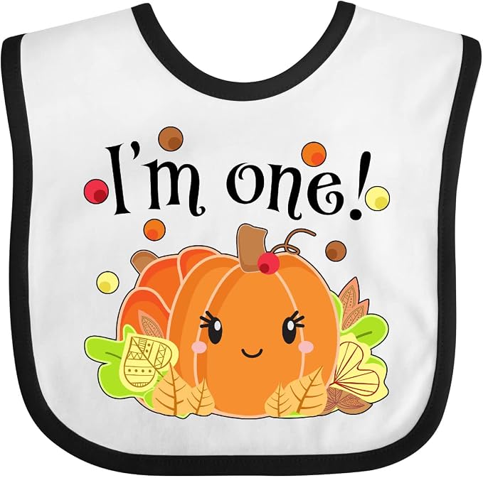 inktastic I'm One- Pumpkin Birthday Autumn Baby Bib by Inktastic