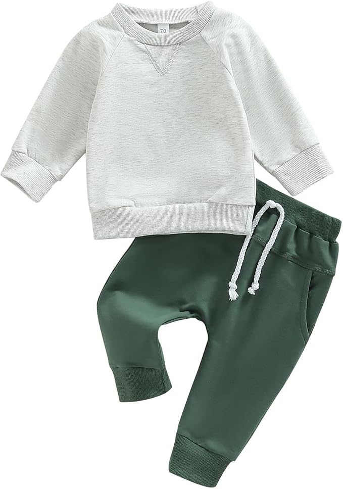 Toddler Baby Boy Clothes Solid Color Long Sleeve Crewneck Sweatshirt Top Casual by MABABY