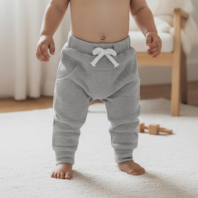 Sejardin Toddler Baby Boy Girl Pants 3 Pack Solid Color Elastic Waist Jogger - Image 2
