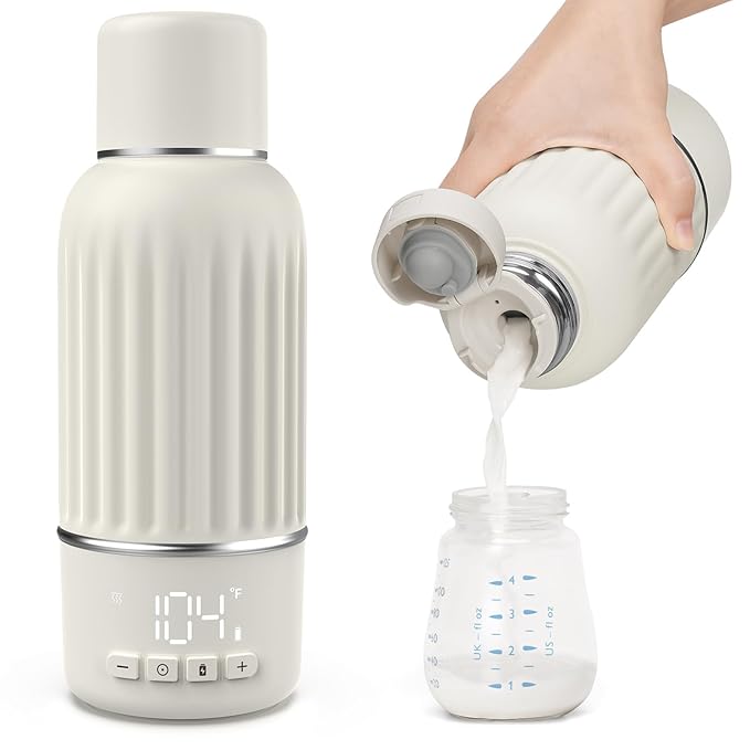Portable Bottle Warmer for Travel, 2.5 Min Fast Heating for Breast Milk and by Juissiart
