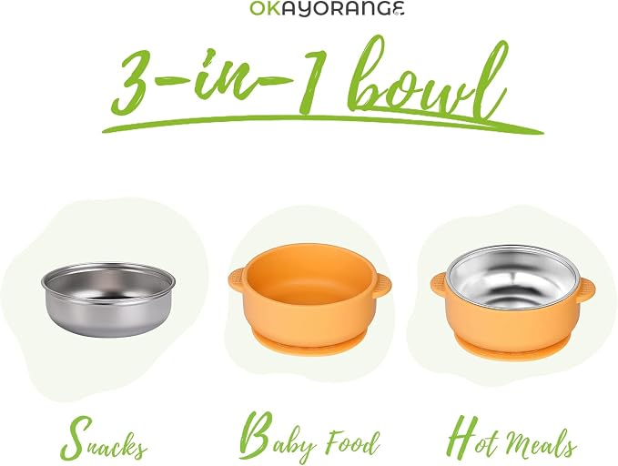 3 Pack Stainless Steel Toddler Suction Bowls - Image 4