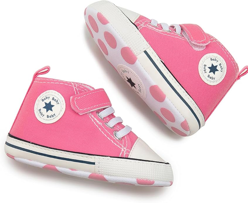 Meckior Baby Girls Boys Canvas Sneakers Soft Sole High-Top Ankle Infant First - Image 3