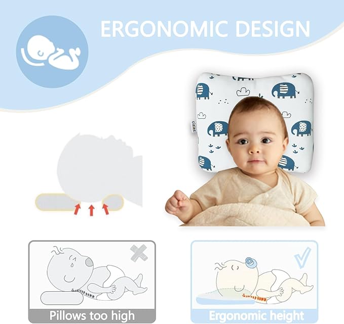 Unisex Soft and Breathable Baby Pillow 100% Organic Cotton Machine Washable - Image 4