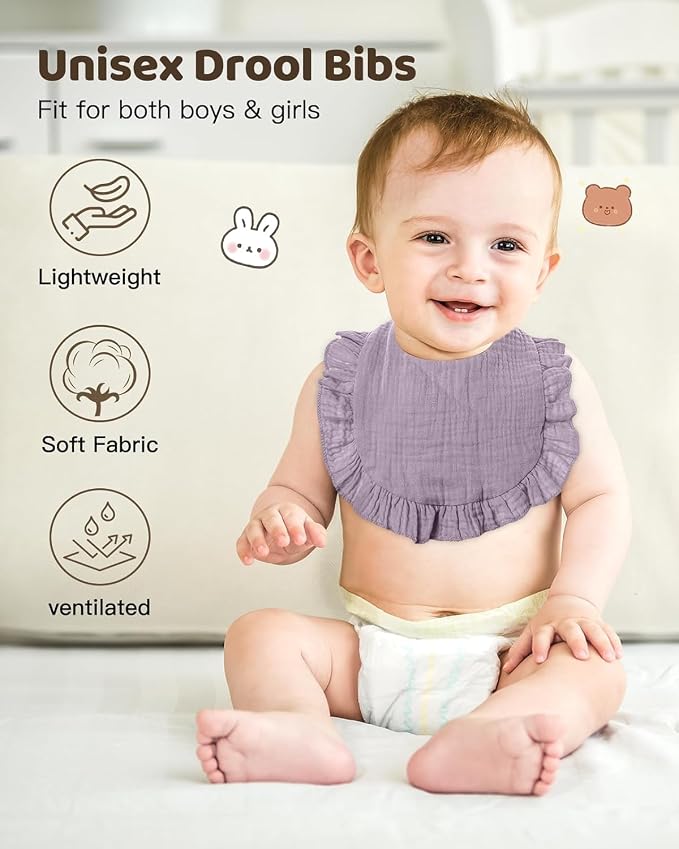 Lictin 8-Pack Muslin Baby Bibs - Image 5