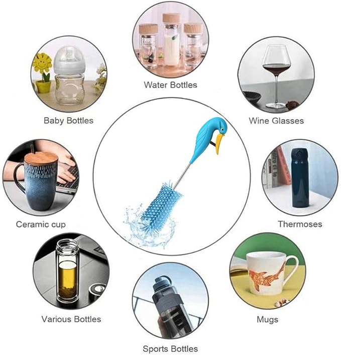 Water Bottle Cleaner Brush Semi-Automatic Silicone Bottle Brush - Image 5