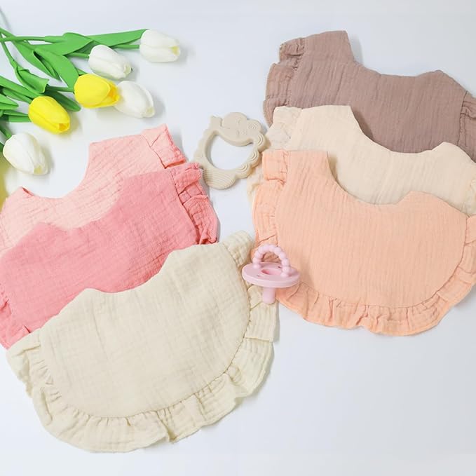 6 Pack Muslin Baby Bibs for Baby Girls, Muslin Bibs Drool Bandana Bibs - Image 6