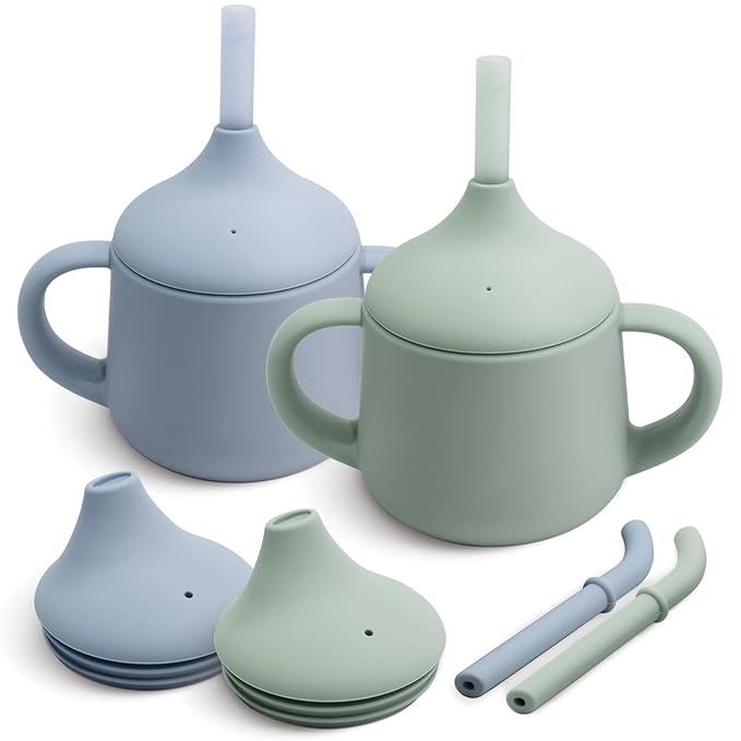 Moonkie Silicone Baby Sippy Cups | 3 Stages Training Cup Straw Cup by Moonkie