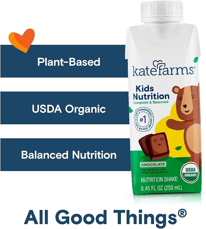 KATE FARMS Organic Kids Nutrition Chocolate Shake, 8g Protein, 27 Vitamins and - Image 3