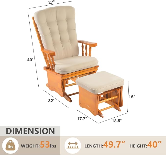 Solid Wood Anti-Pinching Rocking Glider Chair - Image 2